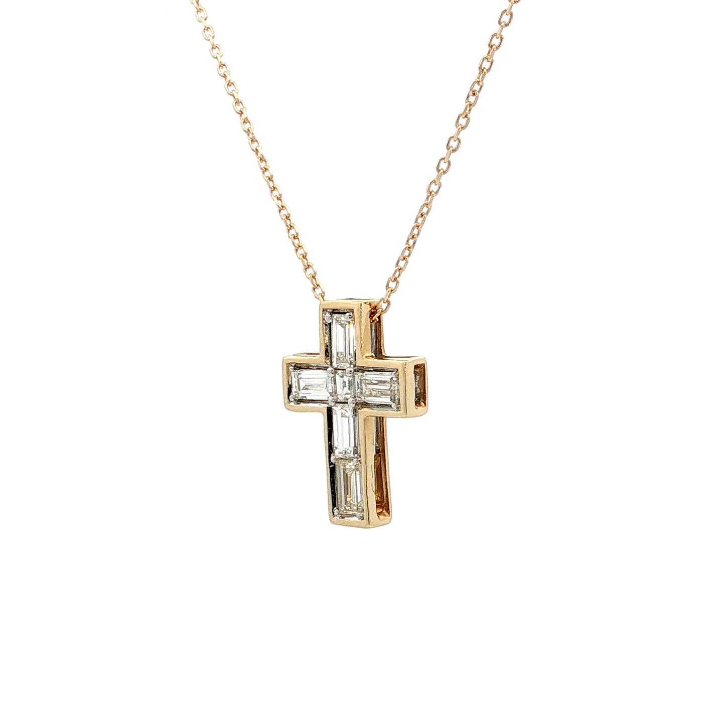.94 Diamond Cross Pendant 14k Yellow Gold