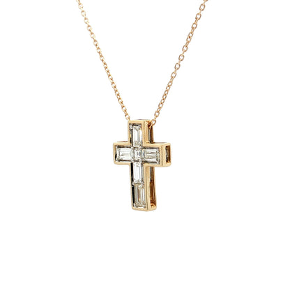 .94 Diamond Cross Pendant 14k Yellow Gold