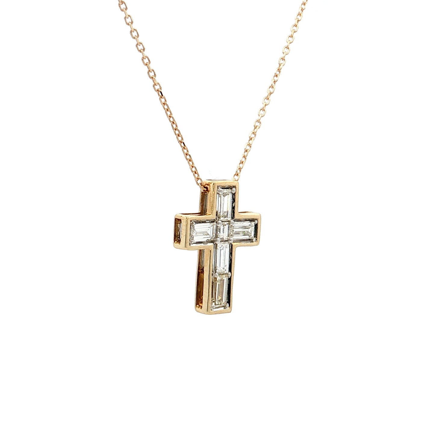 .94 Diamond Cross Pendant 14k Yellow Gold