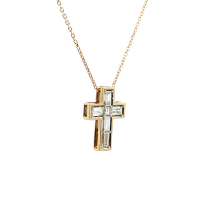 .94 Diamond Cross Pendant 14k Yellow Gold