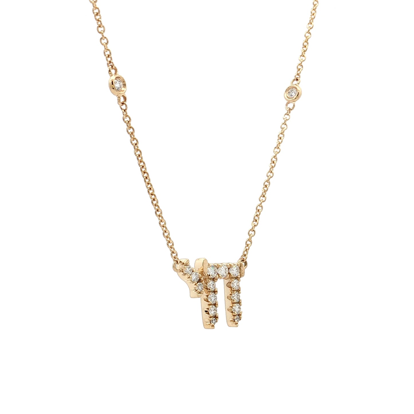 .33 Diamond Chai Pendant Necklace 14k Yellow Gold