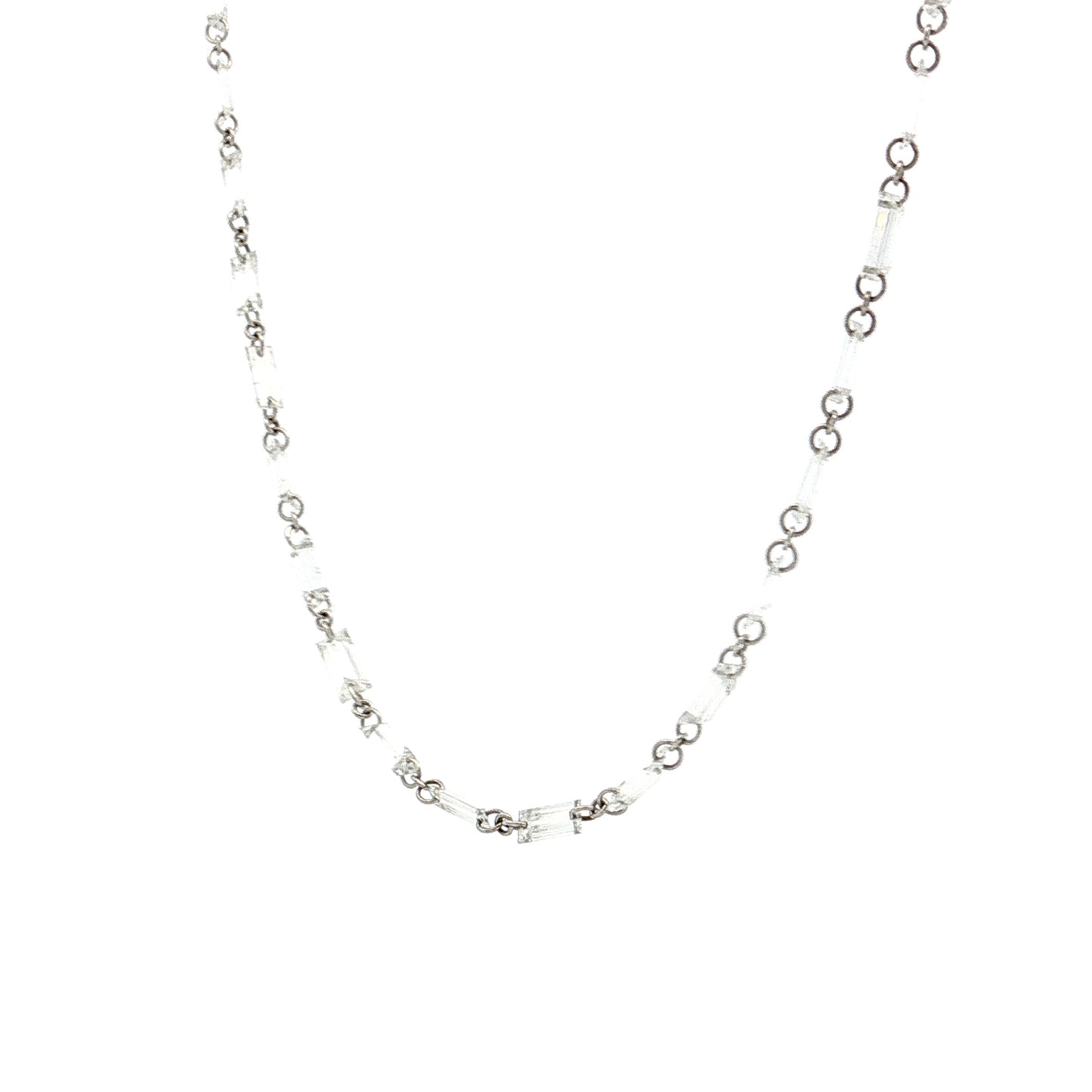 6.32 Baguette Diamond Necklace 18k White Gold