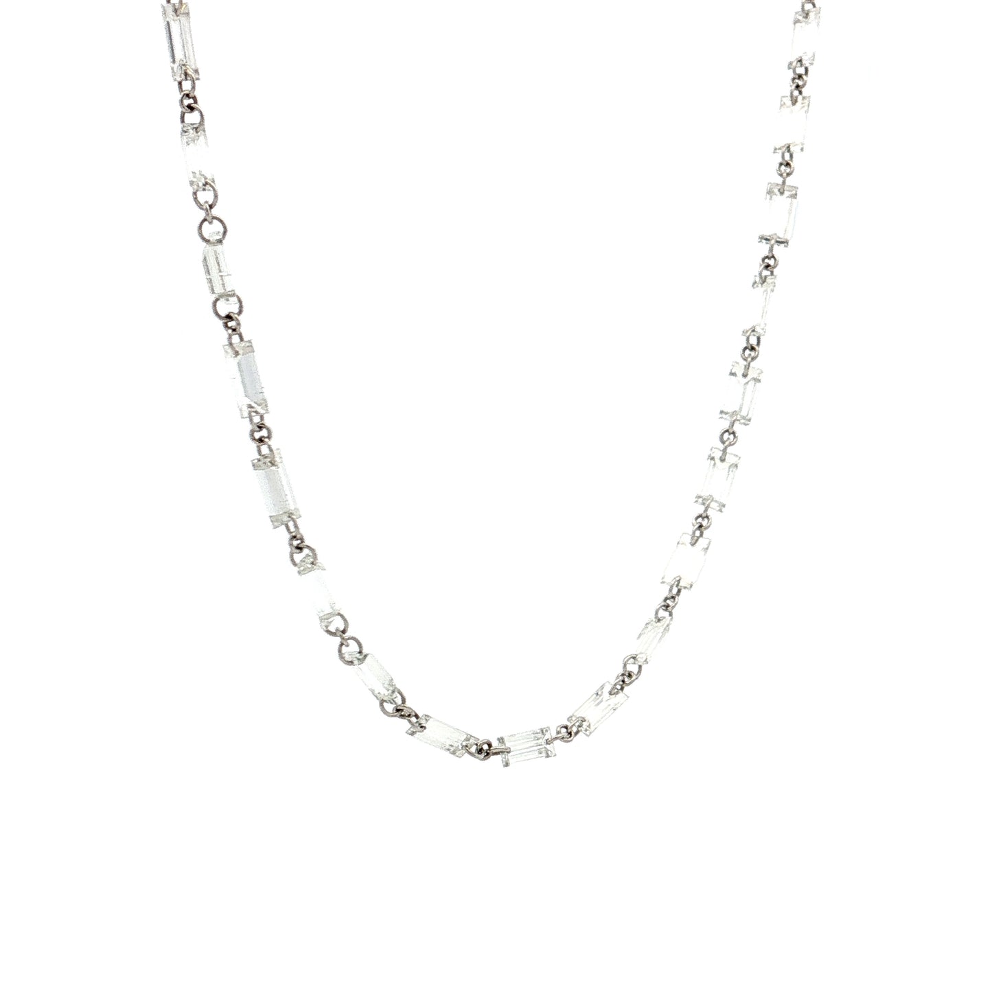 6.32 Baguette Diamond Necklace 18k White Gold