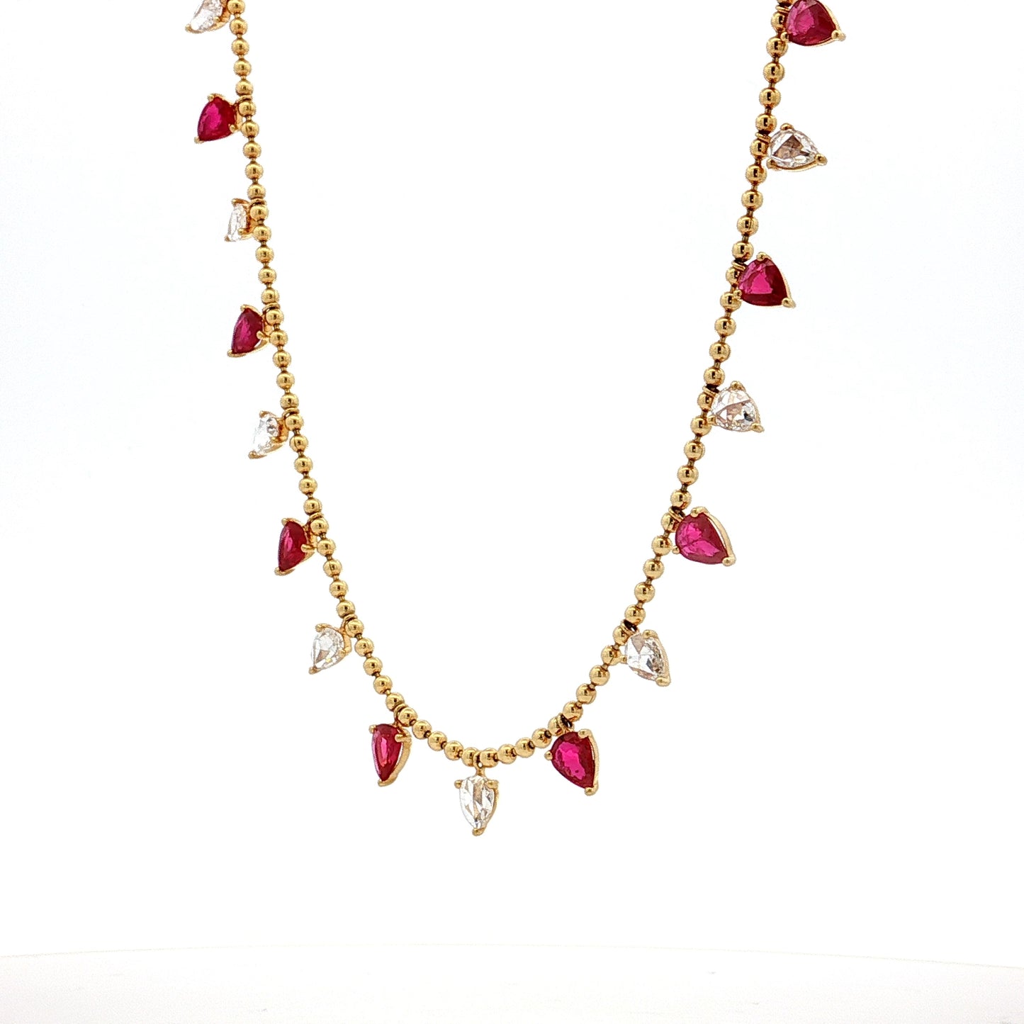 2.23 Pear Ruby & Rose Diamond Necklace 18k