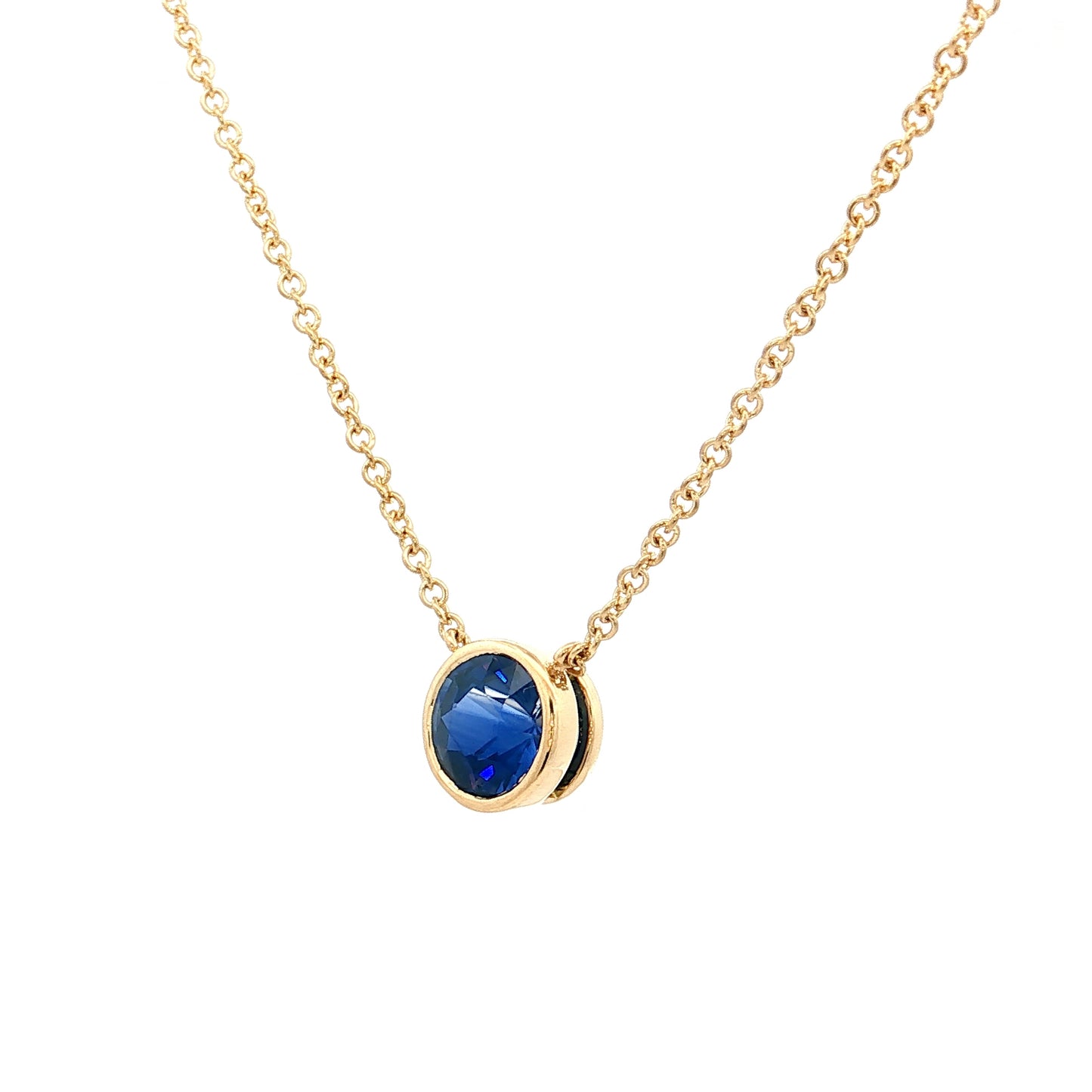 .90 Blue Sapphire Pendant Necklace 18k Yellow Gold