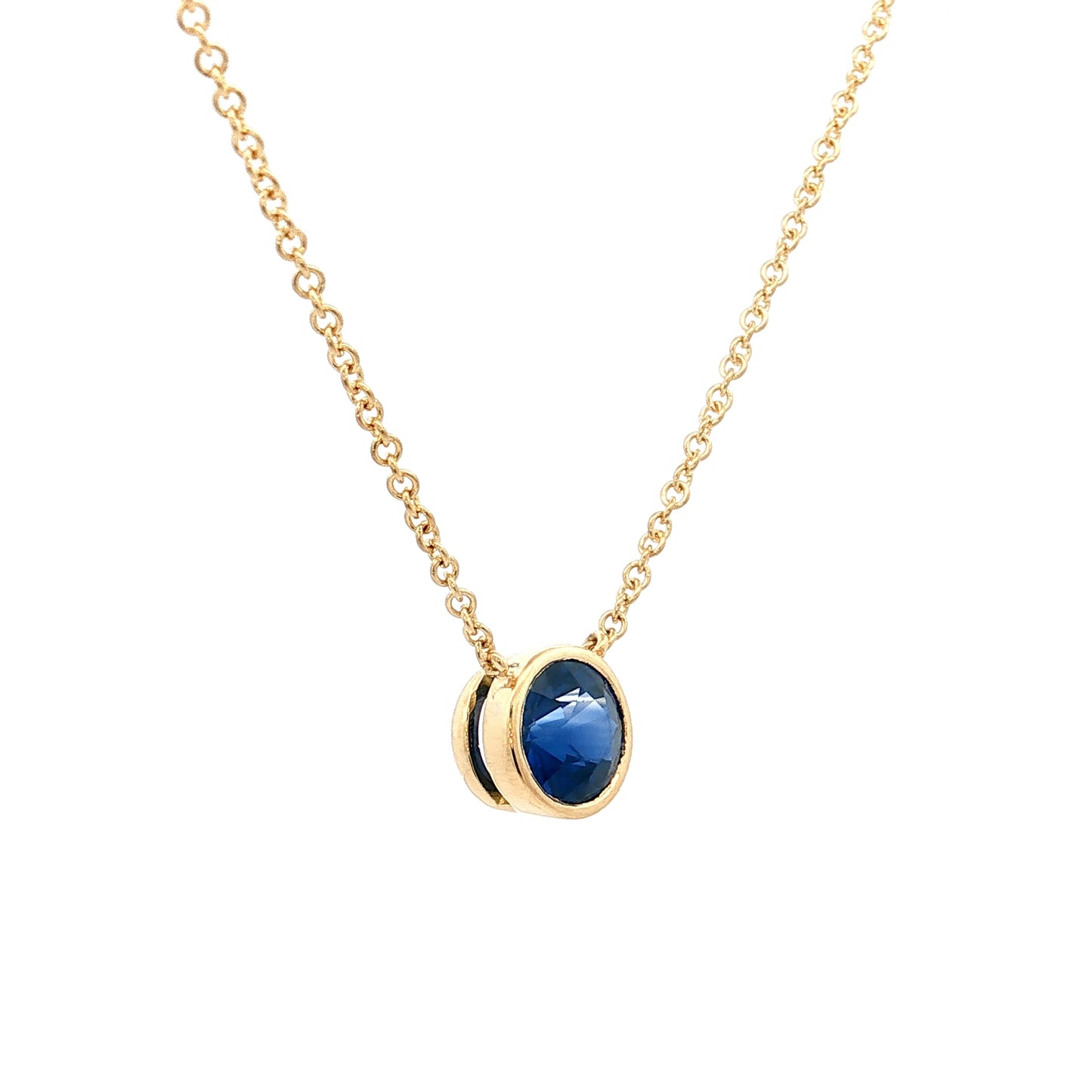 .90 Blue Sapphire Pendant Necklace 18k Yellow Gold