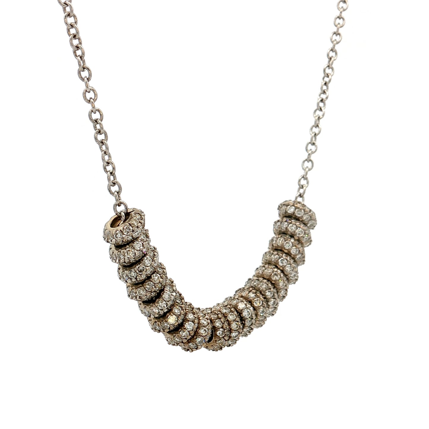 1.98 Diamond Rondelle Necklace 14k & 18k White Gold