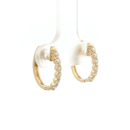 Diamond Hoop Earrings 14k Yellow Gold