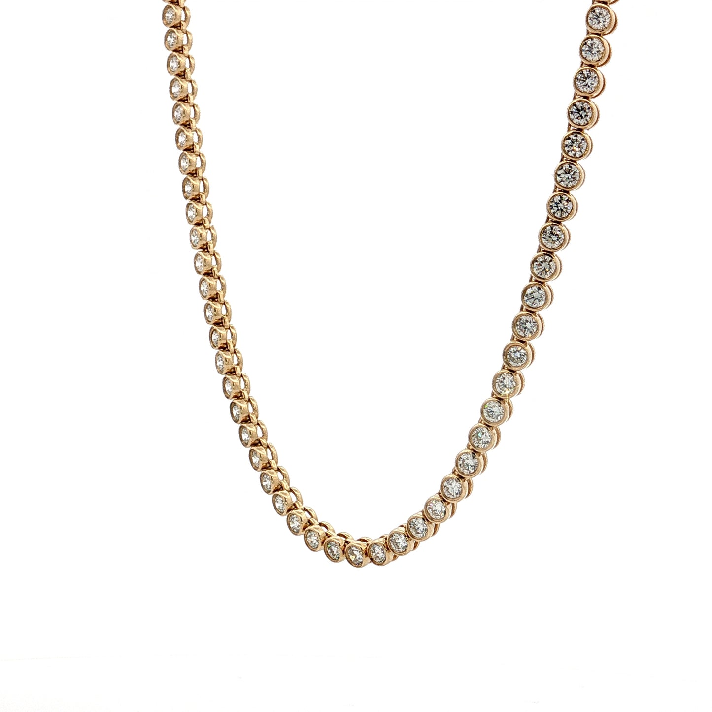 6.01 Diamond Bezel Tennis Necklace 14k Yellow Gold