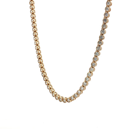 6.01 Diamond Bezel Tennis Necklace 14k Yellow Gold