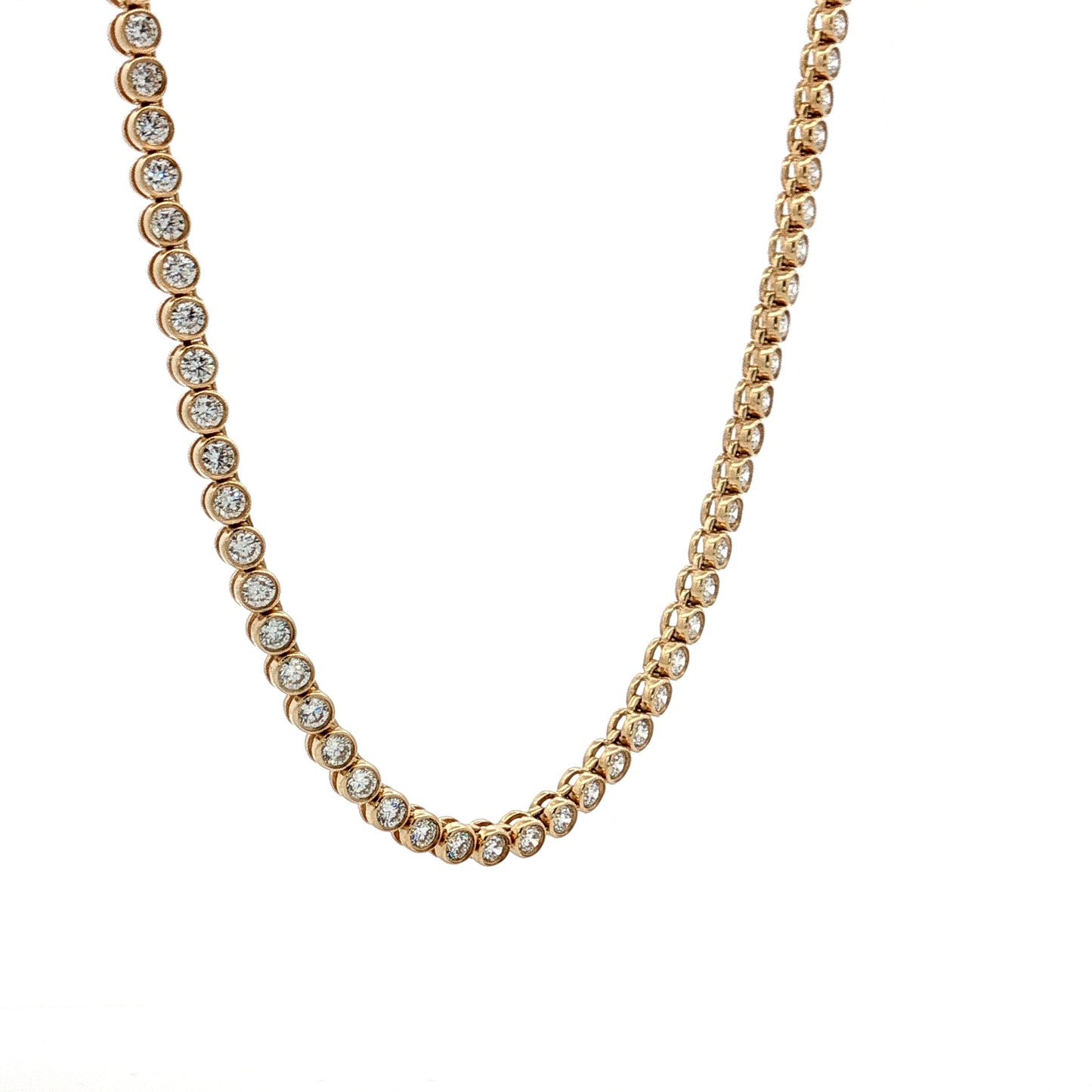 6.01 Diamond Bezel Tennis Necklace 14k Yellow Gold