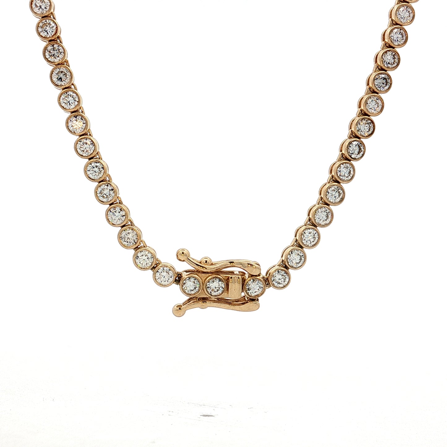 6.01 Diamond Bezel Tennis Necklace 14k Yellow Gold