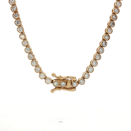 6.01 Diamond Bezel Tennis Necklace 14k Yellow Gold