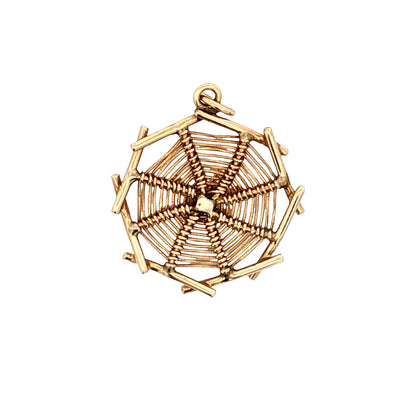 Vintage Mid-Century Ruby & Pearl Spider Pendant 14k