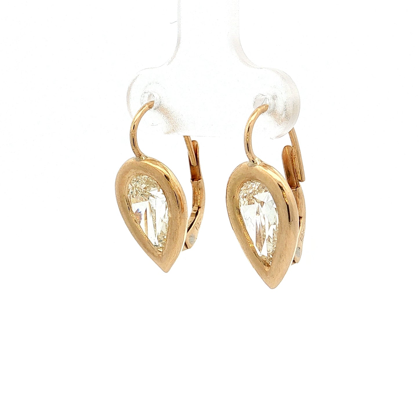 3.40 Pear Diamond Drop Earrings 18k Yellow Gold