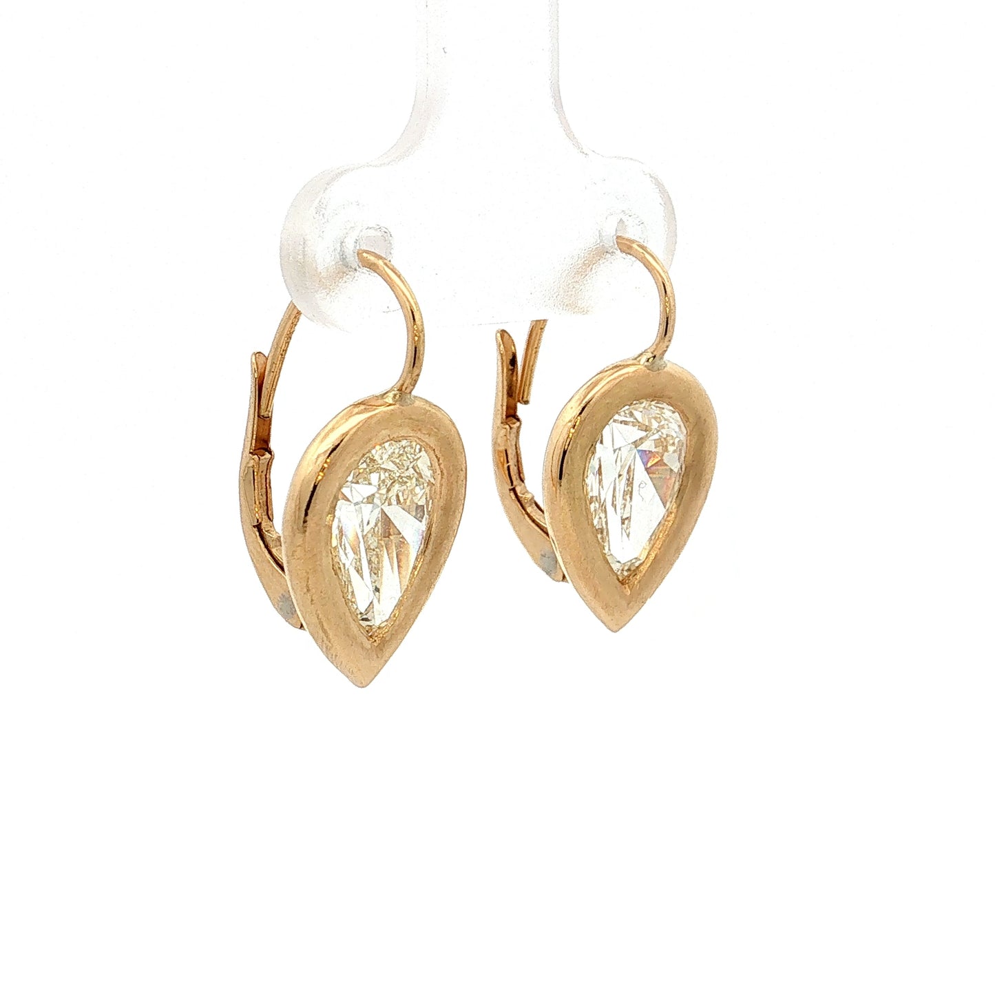 3.40 Pear Diamond Drop Earrings 18k Yellow Gold