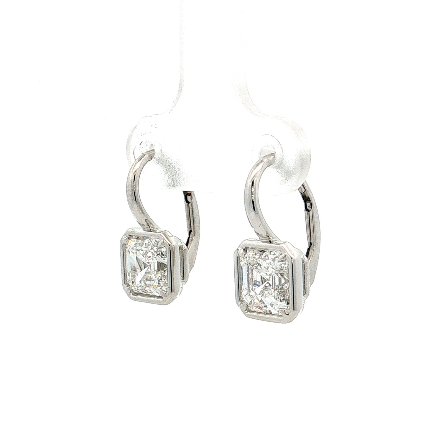 3.01 GIA Asscher Diamond Drop Earrings 18k White Gold