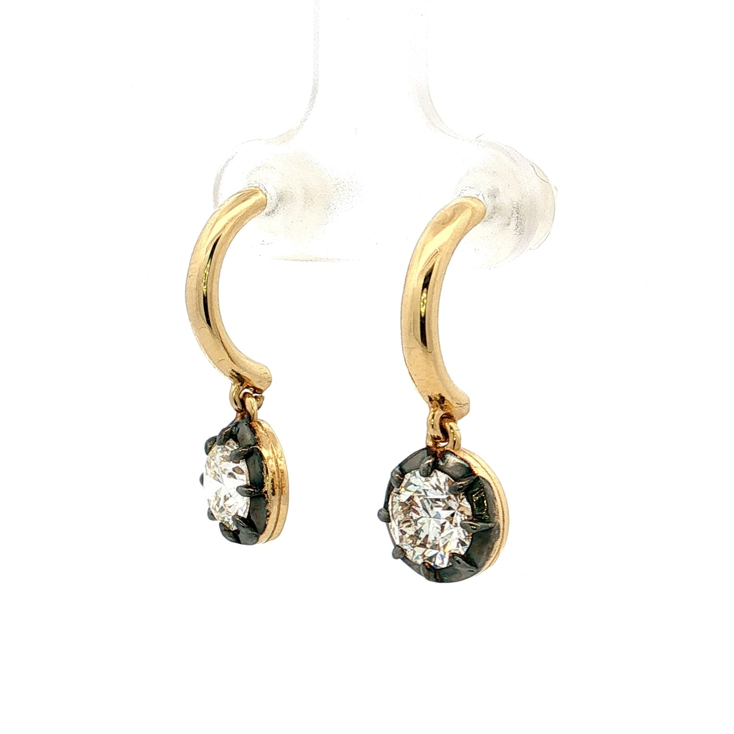 1.80 Round Diamond Drop Earrings 18k Yellow Gold