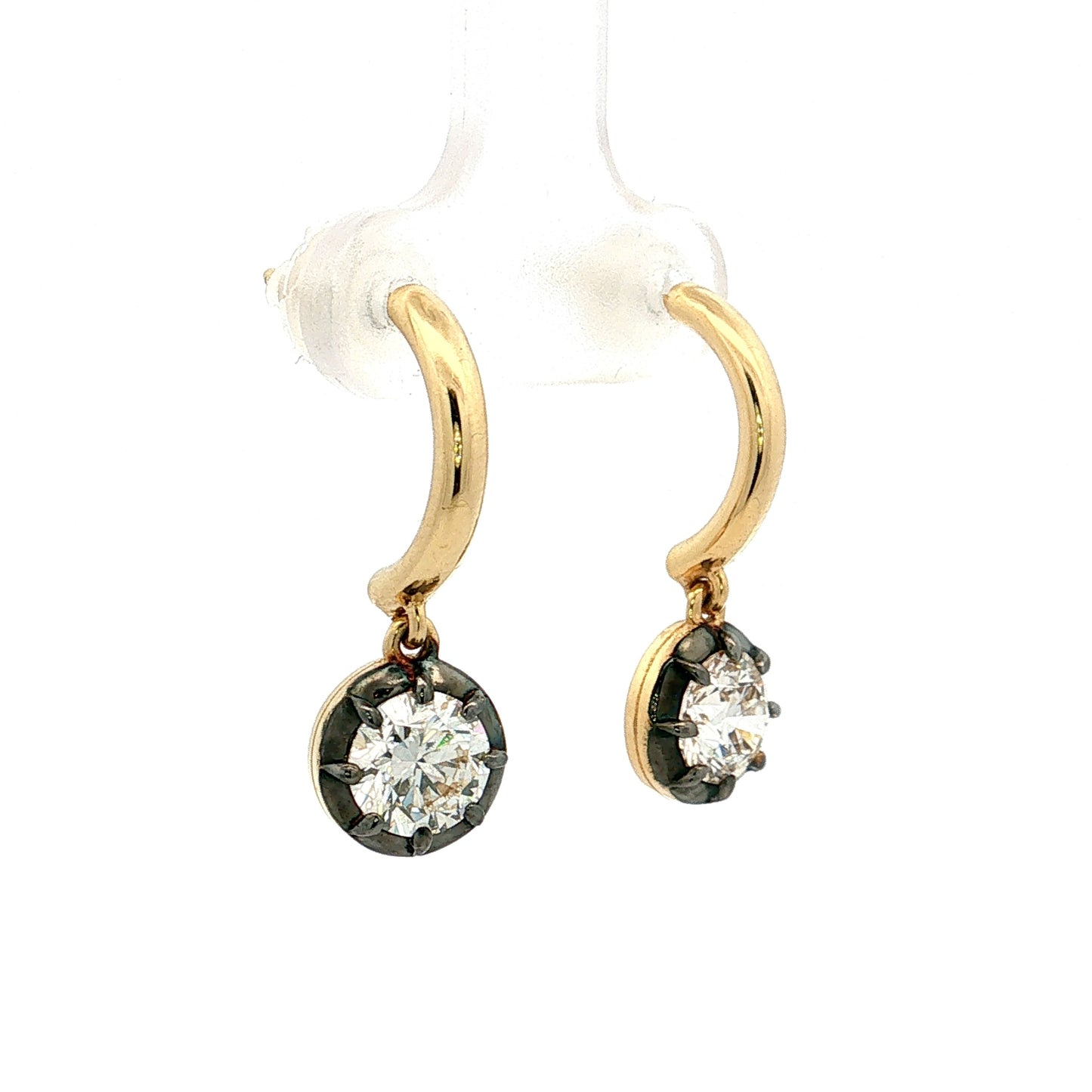 1.80 Round Diamond Drop Earrings 18k Yellow Gold