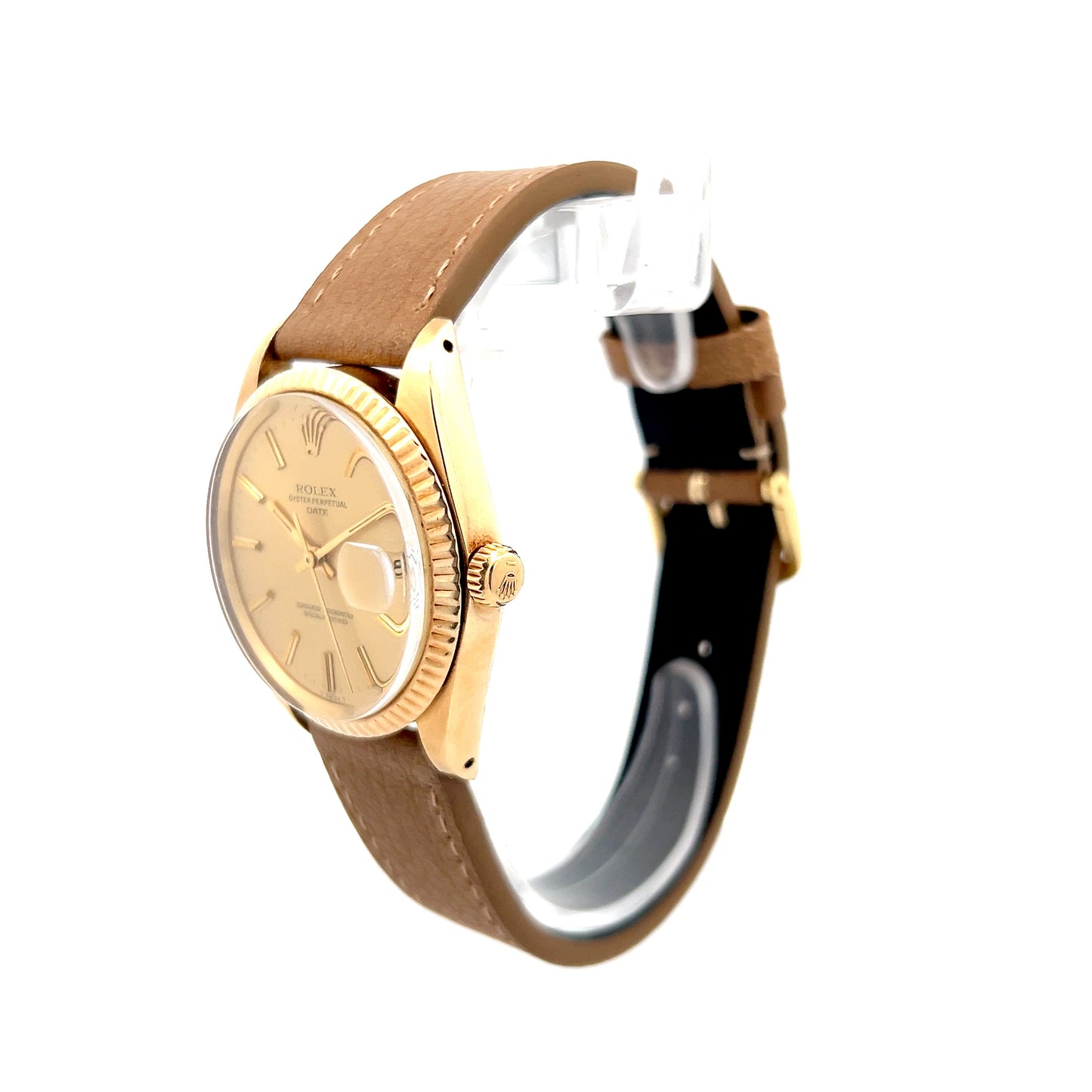 Rolex Datejust 34mm Gold Dial 14k Yellow Gold