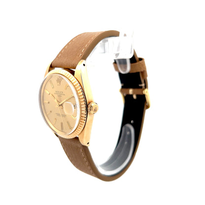 Rolex Datejust 34mm Gold Dial 14k Yellow Gold