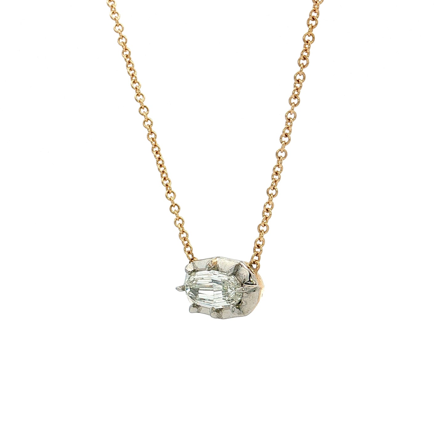 .72 Oval Diamond Pendant Necklace 18k Gold