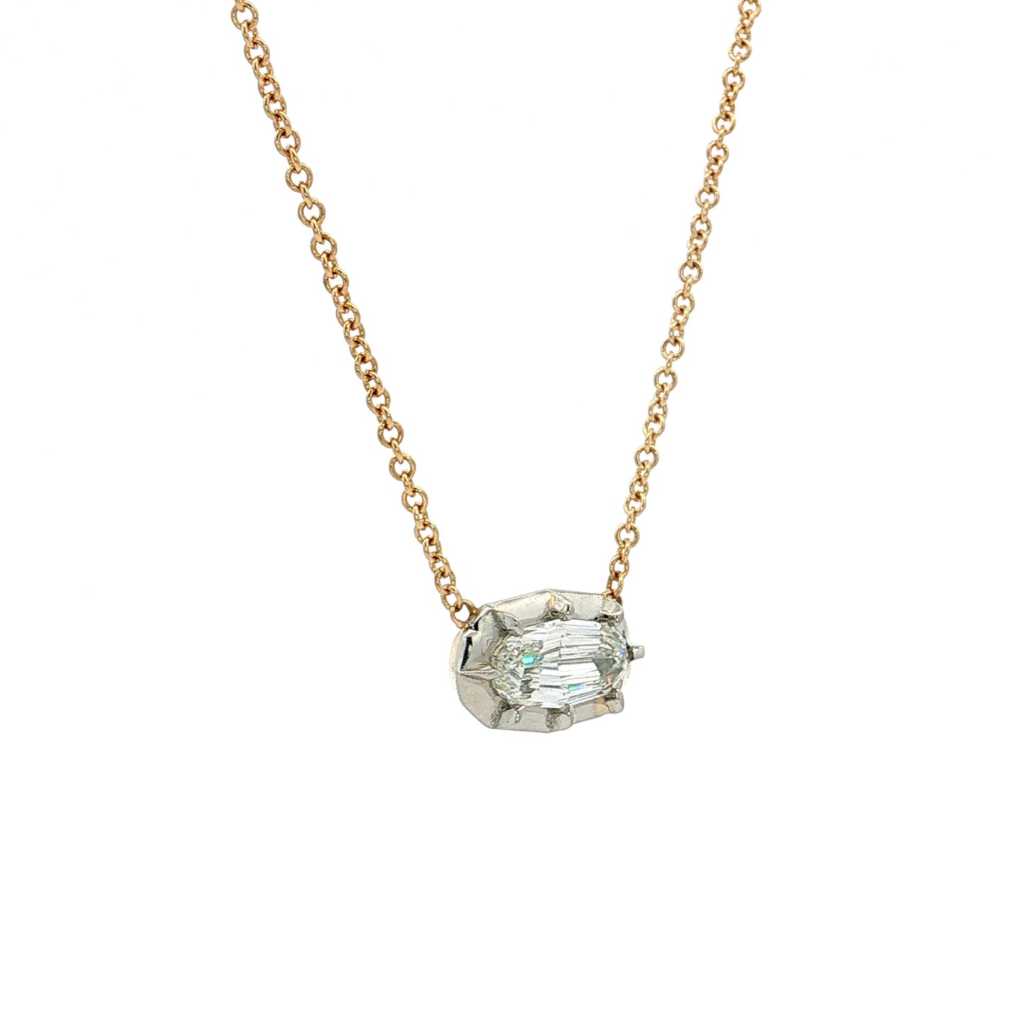 .72 Oval Diamond Pendant Necklace 18k Gold