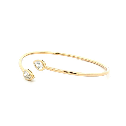 .54 Pear Diamond Bangle Bracelet 18k Yellow Gold