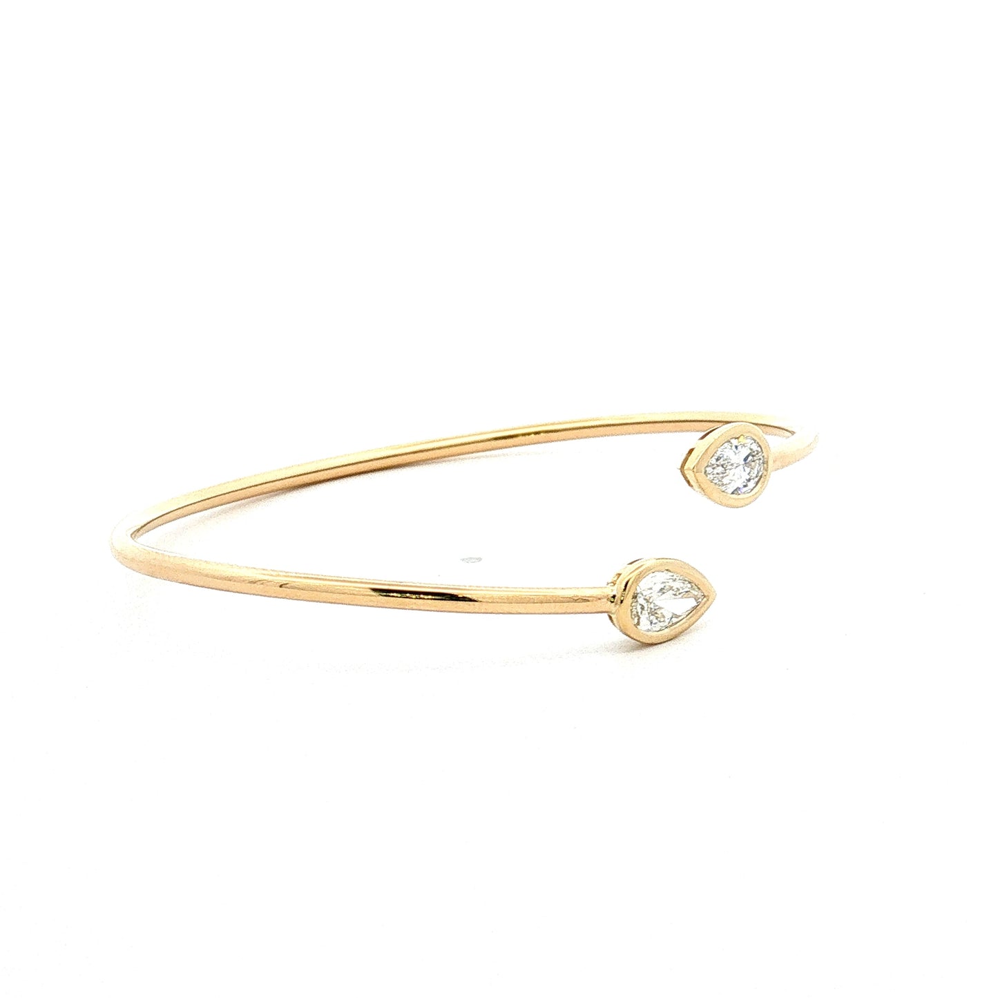 .54 Pear Diamond Bangle Bracelet 18k Yellow Gold