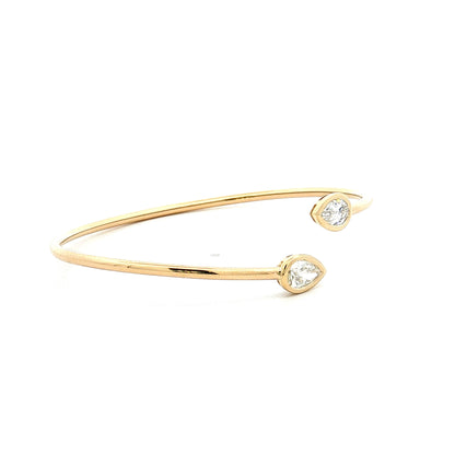 .54 Pear Diamond Bangle Bracelet 18k Yellow Gold