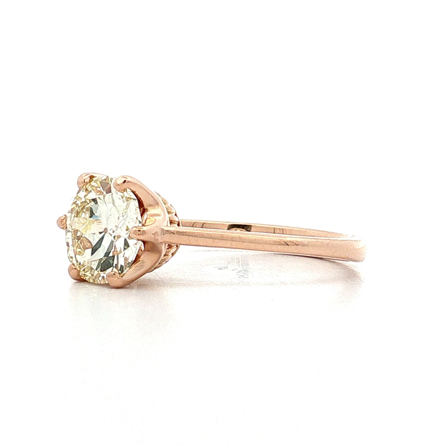 1.66 Old European Diamond Engagement Ring 18k Rose Gold