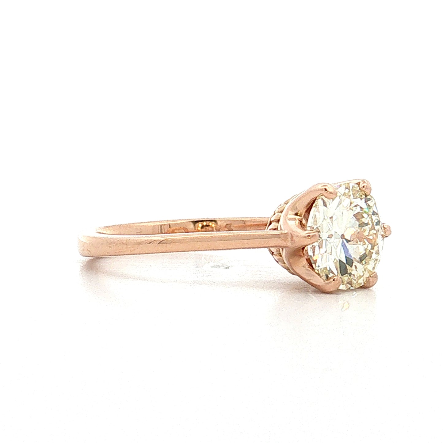 1.66 Old European Diamond Engagement Ring 18k Rose Gold