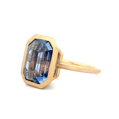 8.20 Emerald Cut Blue Sapphire Engagement Ring 18k