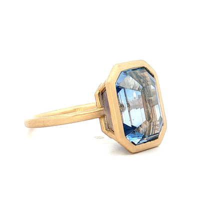 8.20 Emerald Cut Blue Sapphire Engagement Ring 18k