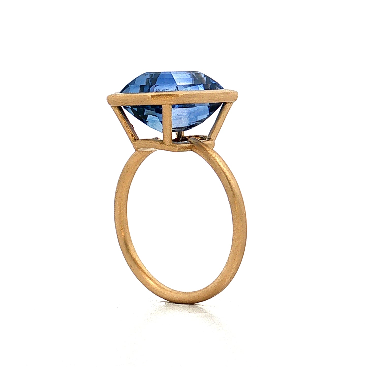 8.20 Emerald Cut Blue Sapphire Engagement Ring 18k