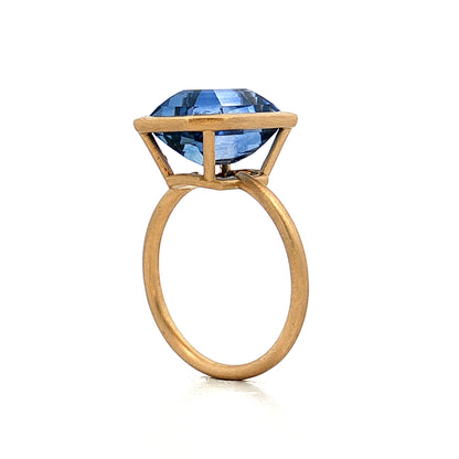 8.20 Emerald Cut Blue Sapphire Engagement Ring 18k