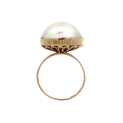 Pearl Cocktail Ring 14k Yellow Gold