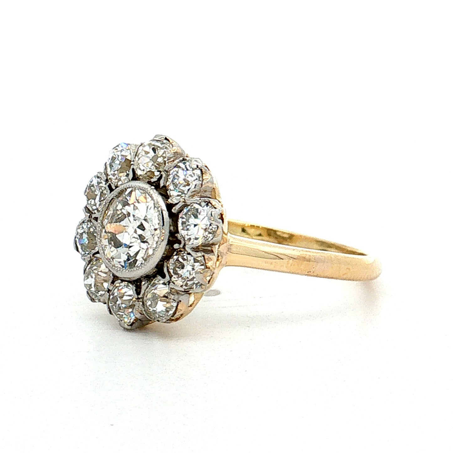 1.02 Old European Diamond Halo Ring 18k & Platinum