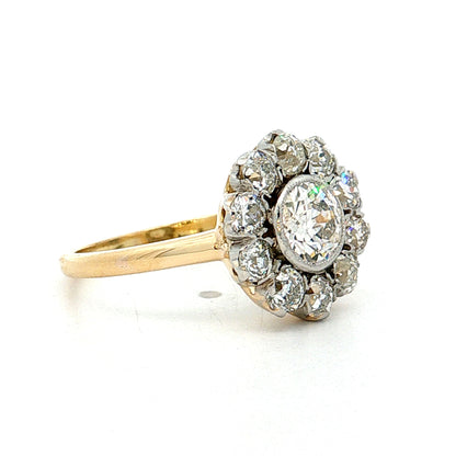 1.02 Old European Diamond Halo Ring 18k & Platinum