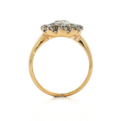 1.02 Old European Diamond Halo Ring 18k & Platinum