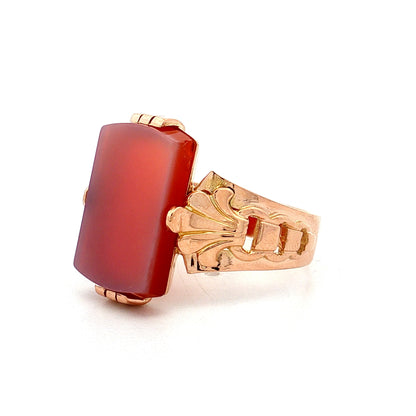 Vintage Mid-Century Agate Cocktail Ring 14k Rose Gold