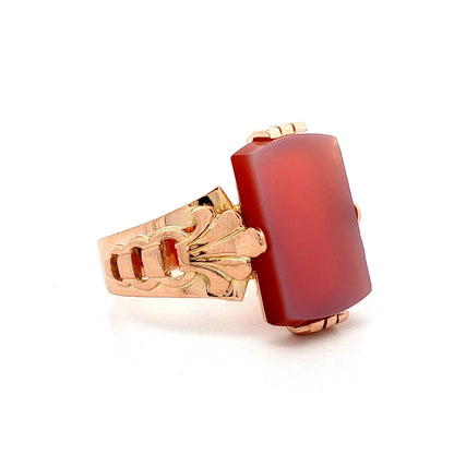Vintage Mid-Century Agate Cocktail Ring 14k Rose Gold