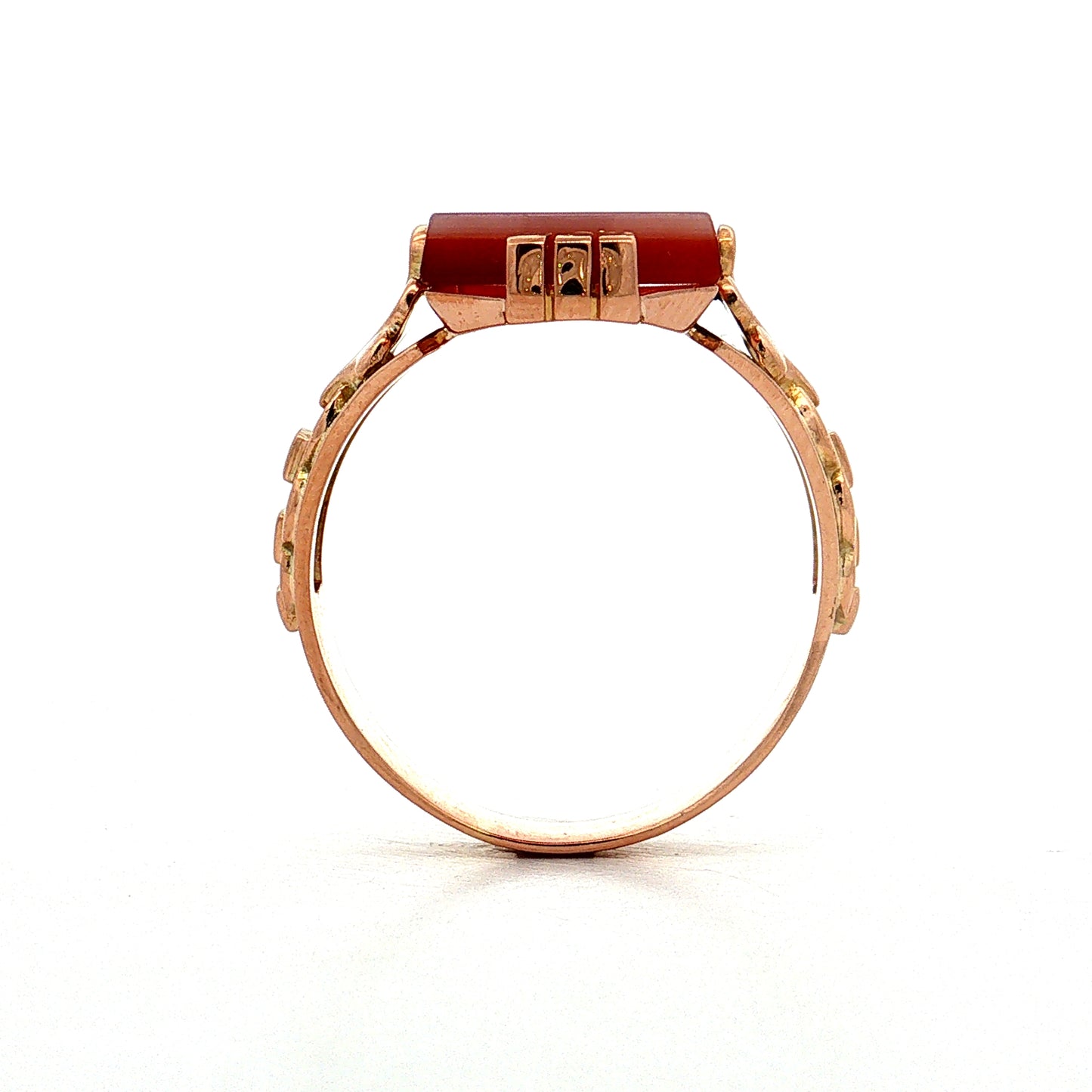 Vintage Mid-Century Agate Cocktail Ring 14k Rose Gold