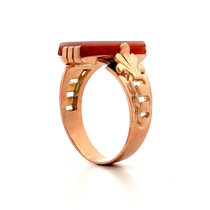 Vintage Mid-Century Agate Cocktail Ring 14k Rose Gold