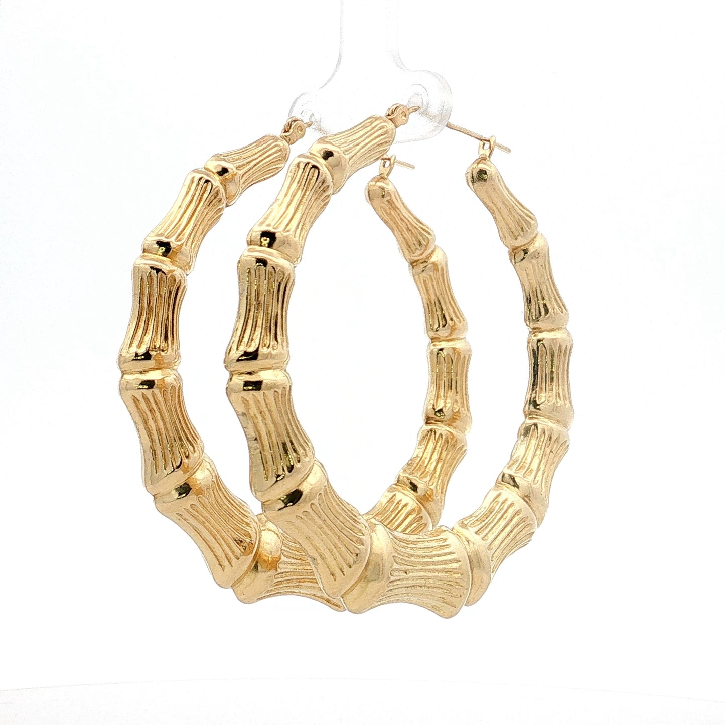 Oversized Bamboo Hoop Earrings 14k Yellow Gold