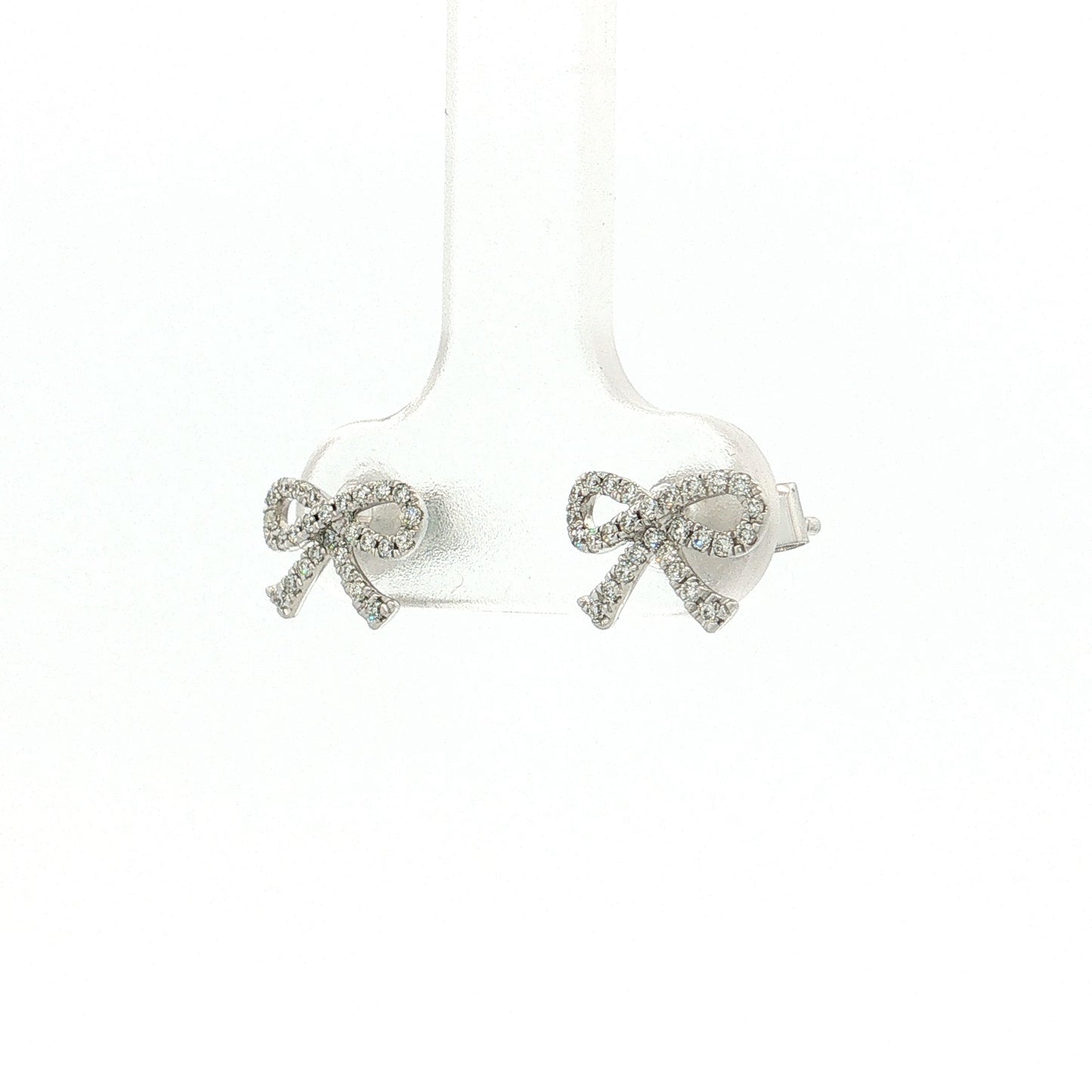 .16 Diamond Bow Stud Earrings 14k White Gold