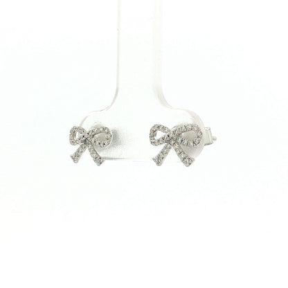 .16 Diamond Bow Stud Earrings 14k White Gold
