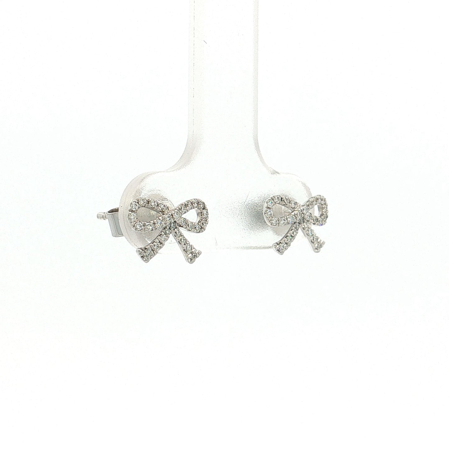 .16 Diamond Bow Stud Earrings 14k White Gold