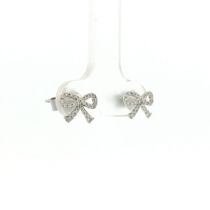 .16 Diamond Bow Stud Earrings 14k White Gold