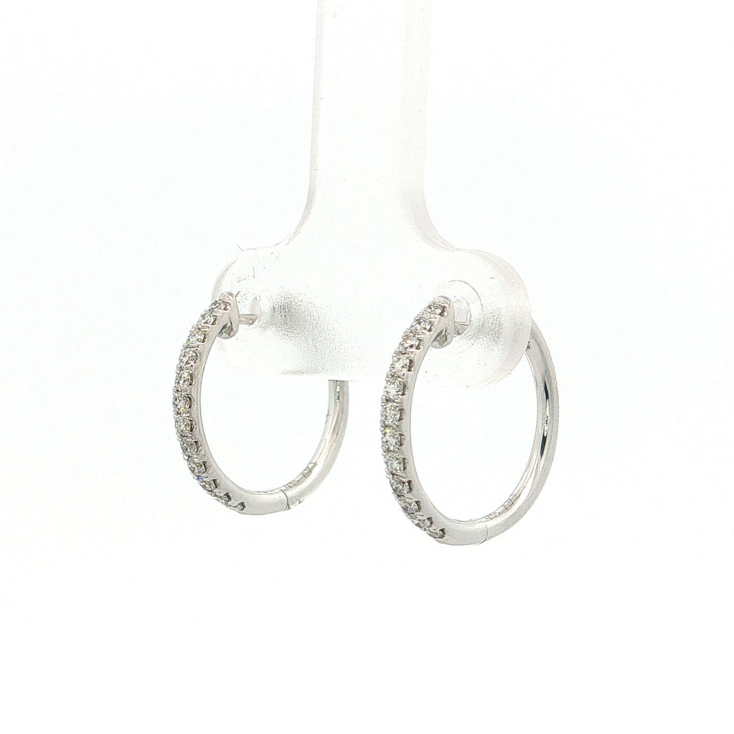 .24 Diamond Hoop Earrings 14k White Gold